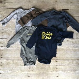 5 Long sleeve onsies, 3-6m